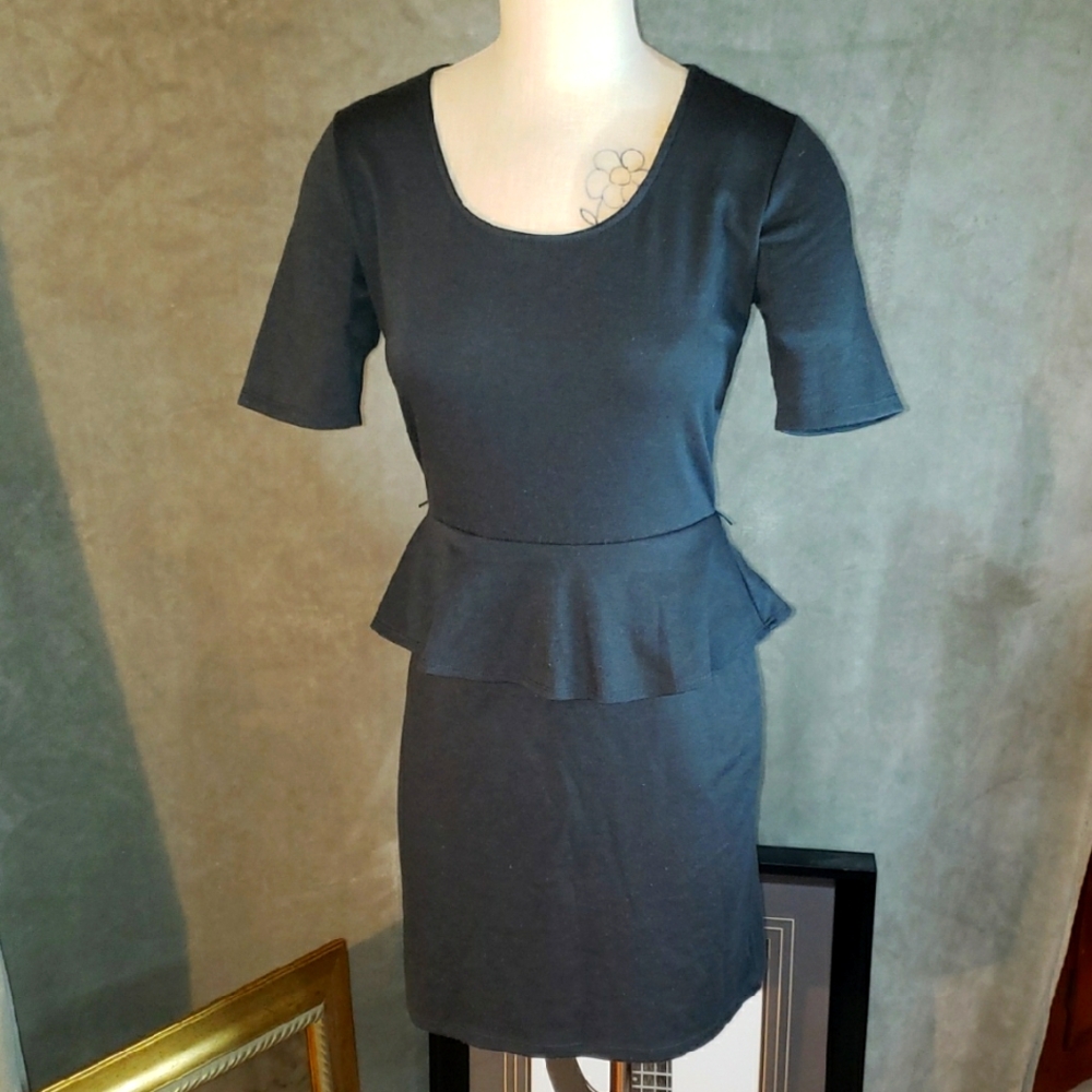 Xhilaration Black Peplum Sheath Mini Dress Size M/M